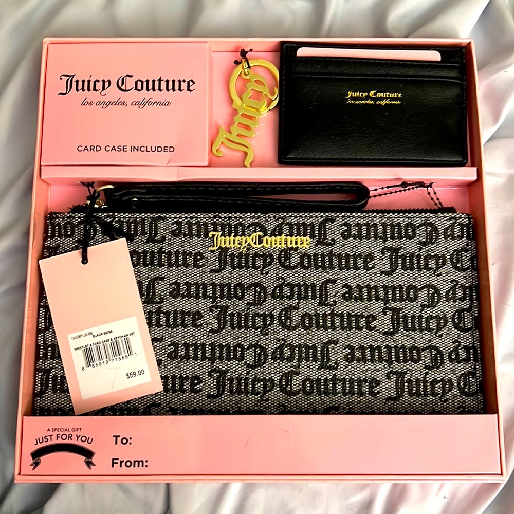 Juicy Couture clutch, card holder & keychain